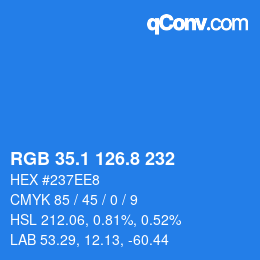 Color code: RGB 35.1 126.8 232 | qconv.com