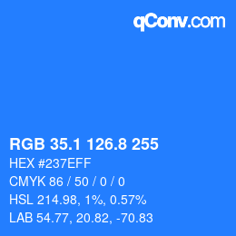 カラーコード: RGB 35.1 126.8 255 | qconv.com