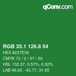 カラーコード: RGB 35.1 126.8 54 | qconv.com
