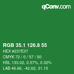 カラーコード: RGB 35.1 126.8 55 | qconv.com