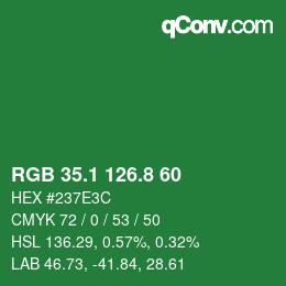 カラーコード: RGB 35.1 126.8 60 | qconv.com