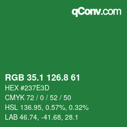カラーコード: RGB 35.1 126.8 61 | qconv.com