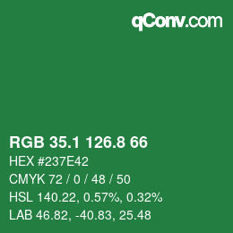 カラーコード: RGB 35.1 126.8 66 | qconv.com