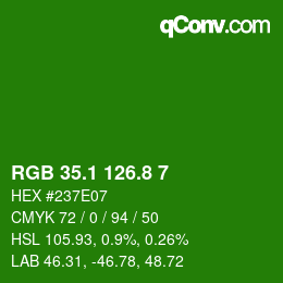 カラーコード: RGB 35.1 126.8 7 | qconv.com
