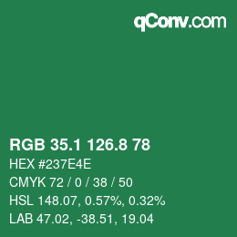 カラーコード: RGB 35.1 126.8 78 | qconv.com