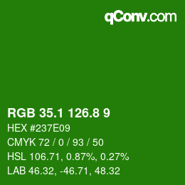 カラーコード: RGB 35.1 126.8 9 | qconv.com