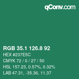 Color code: RGB 35.1 126.8 92 | qconv.com