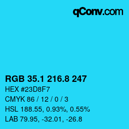 カラーコード: RGB 35.1 216.8 247 | qconv.com
