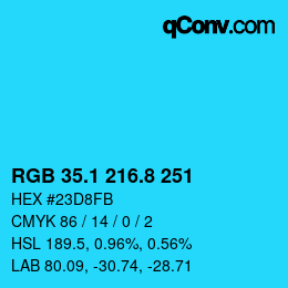 カラーコード: RGB 35.1 216.8 251 | qconv.com