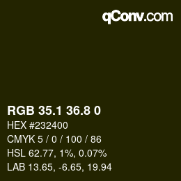Color code: RGB 35.1 36.8 0 | qconv.com