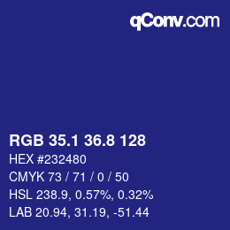 カラーコード: RGB 35.1 36.8 128 | qconv.com