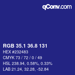 カラーコード: RGB 35.1 36.8 131 | qconv.com