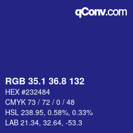 カラーコード: RGB 35.1 36.8 132 | qconv.com