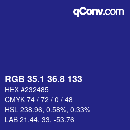 カラーコード: RGB 35.1 36.8 133 | qconv.com