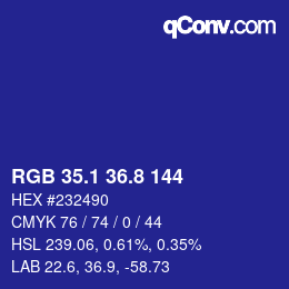 カラーコード: RGB 35.1 36.8 144 | qconv.com