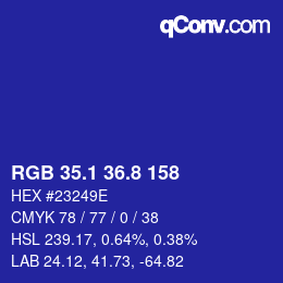 カラーコード: RGB 35.1 36.8 158 | qconv.com
