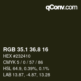 Color code: RGB 35.1 36.8 16 | qconv.com