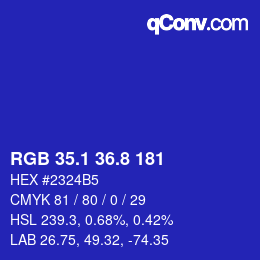 カラーコード: RGB 35.1 36.8 181 | qconv.com