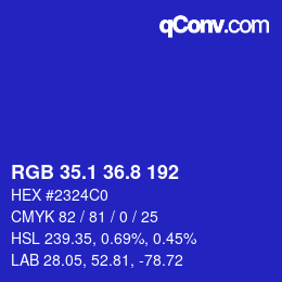 カラーコード: RGB 35.1 36.8 192 | qconv.com