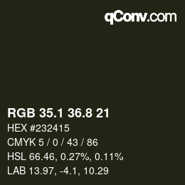 Color code: RGB 35.1 36.8 21 | qconv.com