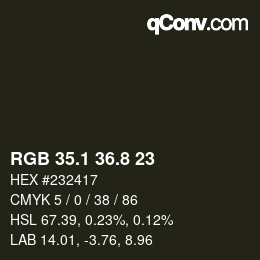 カラーコード: RGB 35.1 36.8 23 | qconv.com