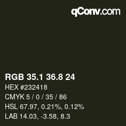 カラーコード: RGB 35.1 36.8 24 | qconv.com