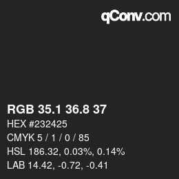 カラーコード: RGB 35.1 36.8 37 | qconv.com