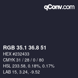 カラーコード: RGB 35.1 36.8 51 | qconv.com