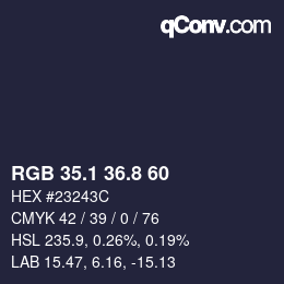 カラーコード: RGB 35.1 36.8 60 | qconv.com