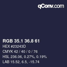 Color code: RGB 35.1 36.8 61 | qconv.com