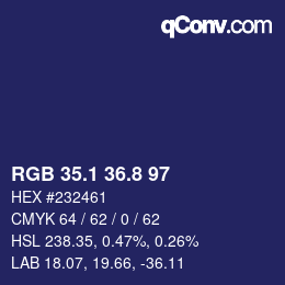 Color code: RGB 35.1 36.8 97 | qconv.com