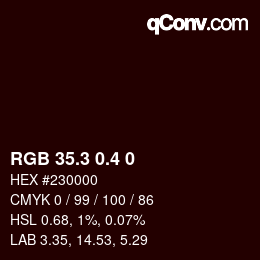 カラーコード: RGB 35.3 0.4 0 | qconv.com