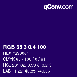 カラーコード: RGB 35.3 0.4 100 | qconv.com