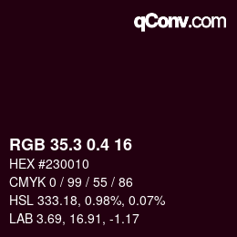 カラーコード: RGB 35.3 0.4 16 | qconv.com