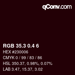 カラーコード: RGB 35.3 0.4 6 | qconv.com