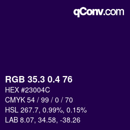 カラーコード: RGB 35.3 0.4 76 | qconv.com