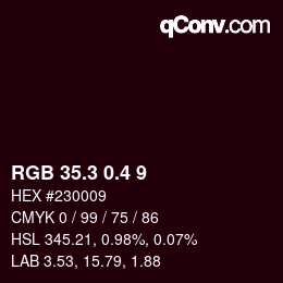 カラーコード: RGB 35.3 0.4 9 | qconv.com