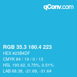 カラーコード: RGB 35.3 180.4 223 | qconv.com