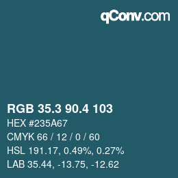 カラーコード: RGB 35.3 90.4 103 | qconv.com
