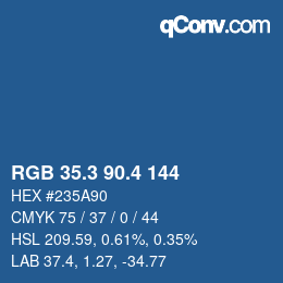 カラーコード: RGB 35.3 90.4 144 | qconv.com