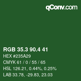 カラーコード: RGB 35.3 90.4 41 | qconv.com