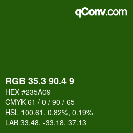 カラーコード: RGB 35.3 90.4 9 | qconv.com