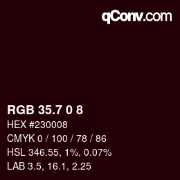 カラーコード: RGB 35.7 0 8 | qconv.com