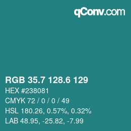 カラーコード: RGB 35.7 128.6 129 | qconv.com