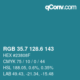カラーコード: RGB 35.7 128.6 143 | qconv.com