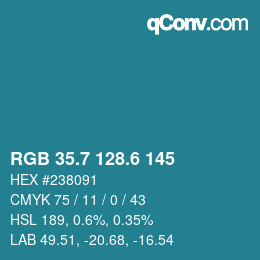 カラーコード: RGB 35.7 128.6 145 | qconv.com