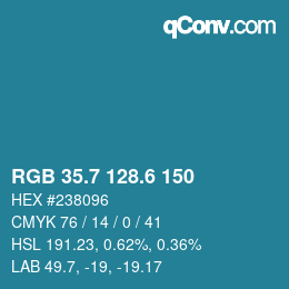 カラーコード: RGB 35.7 128.6 150 | qconv.com