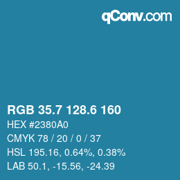 カラーコード: RGB 35.7 128.6 160 | qconv.com