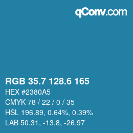 カラーコード: RGB 35.7 128.6 165 | qconv.com