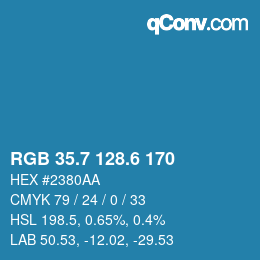 カラーコード: RGB 35.7 128.6 170 | qconv.com